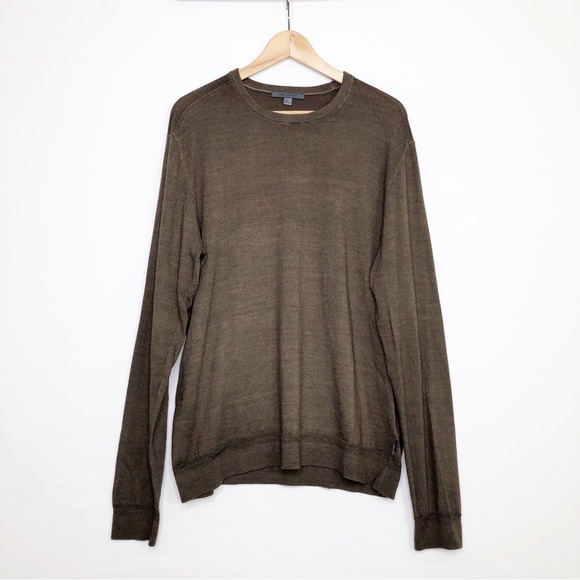 John Varvatos Brown lightweight merino wool sweater